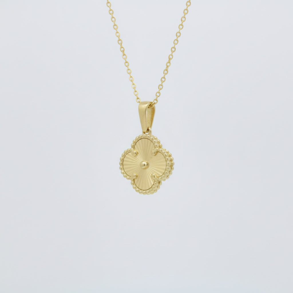 Dije de Oro 14k Diseño Hueco de Trébol Diamantado mod. 10081