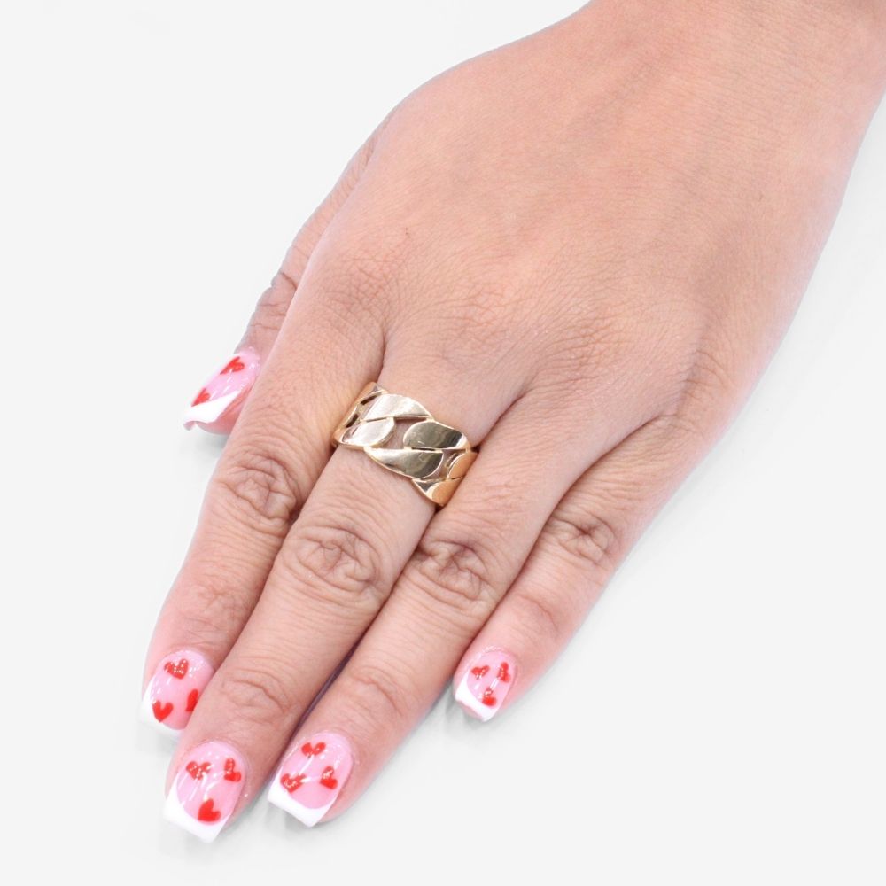 Anillo de Oro 14k Estilo Chunky de Diseño Barbado Hueco mod. 8789