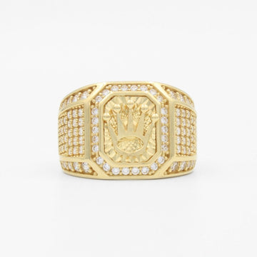 Anillo de Oro 14k Diseño Corona Incrustado con Zirconias Finas y Brillantes mod. 9470