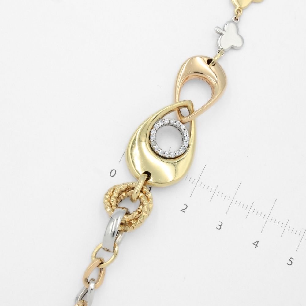 Pulsera de Oro 14k Modelo Especial con Zirconias y Picas Brillantes mod. 9707
