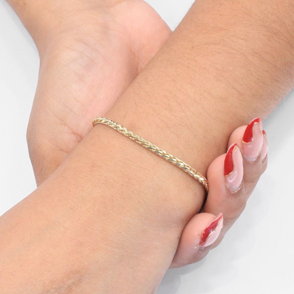 Pulsera de Eslabón Sólido en Tejido Espiga Brillante mod. 9048