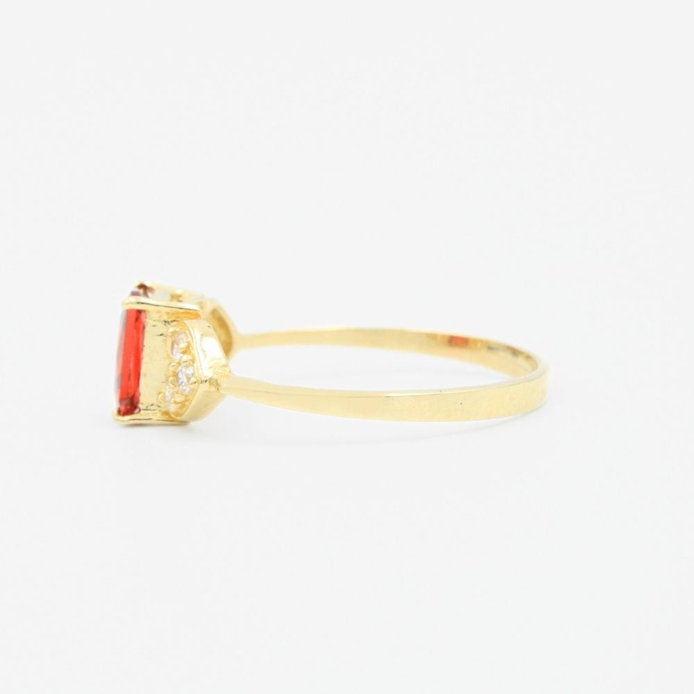 Anillo de Oro 14k con Zirconia Cuadrada en Color Rojo mod. 9212