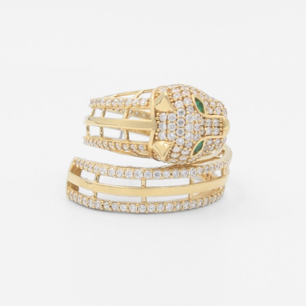 Anillo de Oro 14k Pantera Minimalista con Zirconias mod. 8265