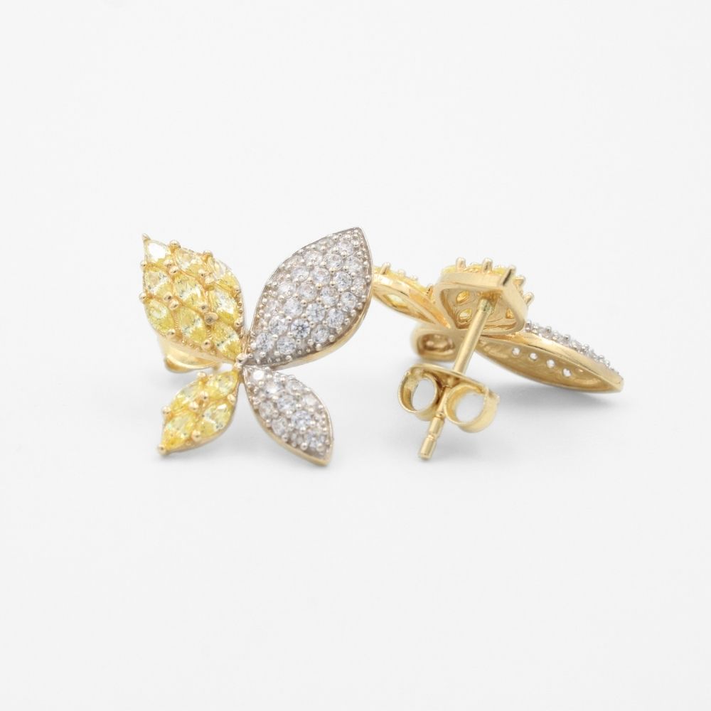 Arete de Oro 14k Mariposas Brillantes con Zirconias Finas mod. 8623