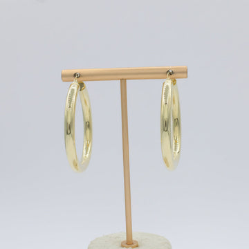 Arracada de Oro 14k Diseño Circular Tubular de Tono Fino y Brillante mod. 10044