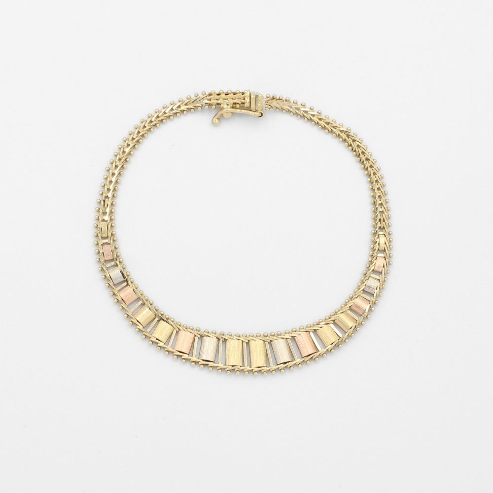 Pulsera de Oro Florentino 14k con Diseño de Petatillo mod. 9708