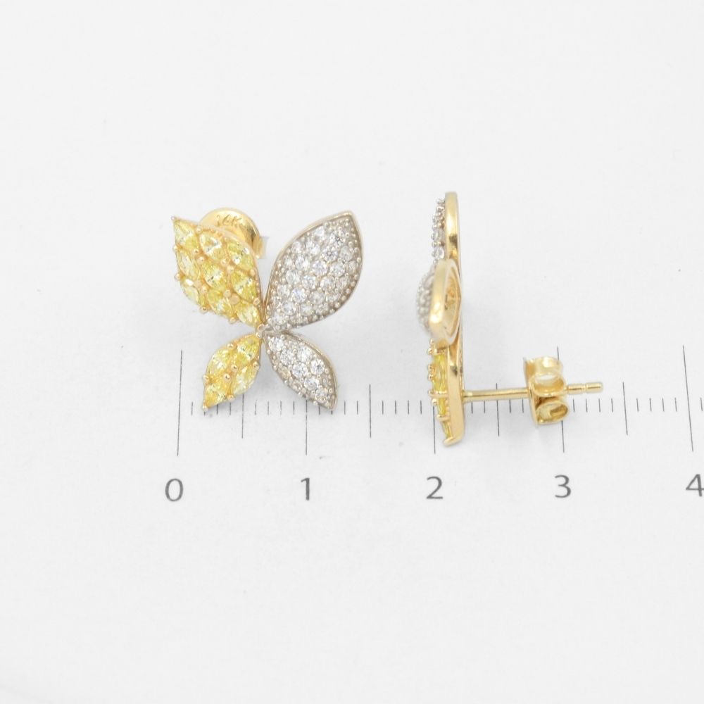 Arete de Oro 14k Mariposas Brillantes con Zirconias Finas mod. 8623