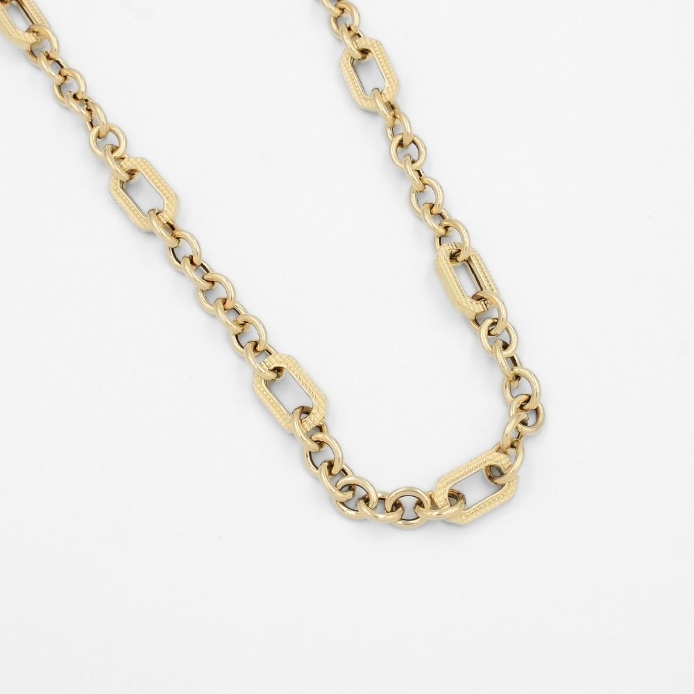 Cadena de Oro 14k Tejido Hueco Fino Especial con Broche Circular mod. 9676