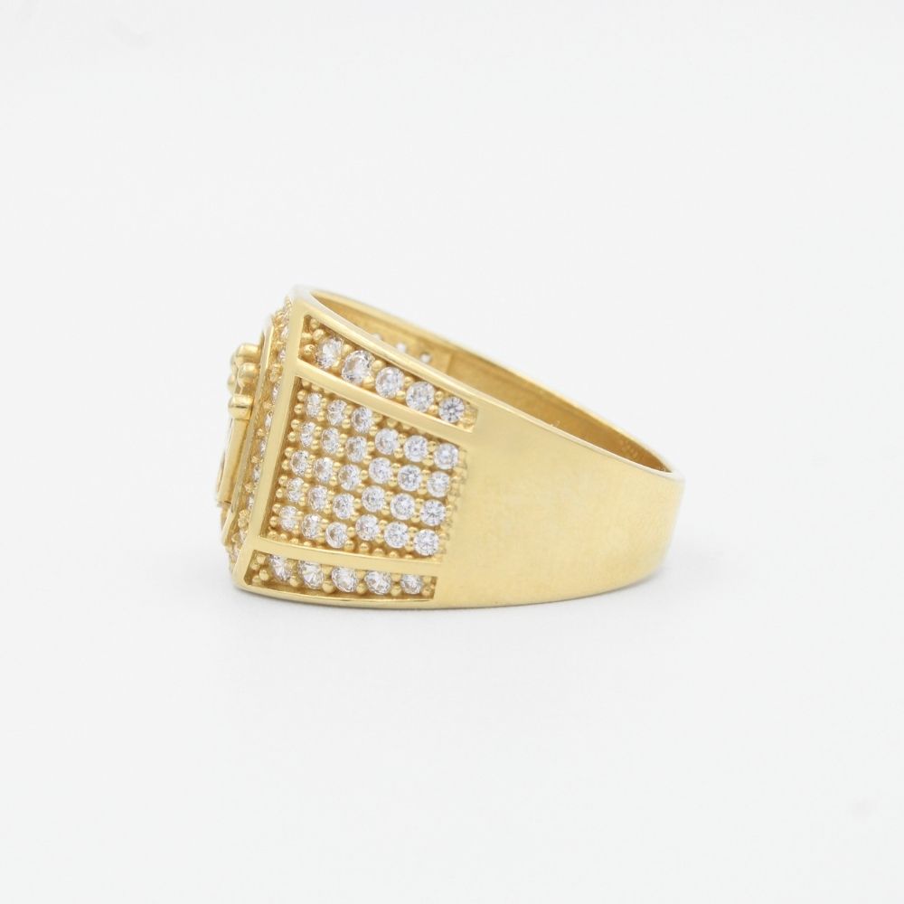 Anillo de Oro 14k Diseño Corona Incrustado con Zirconias Finas y Brillantes mod. 9470