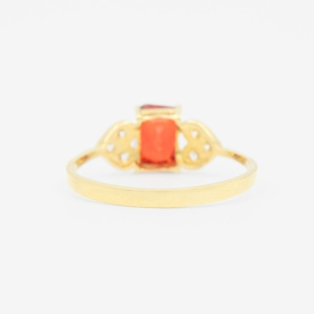 Anillo de Oro 14k con Zirconia Cuadrada en Color Rojo mod. 9212