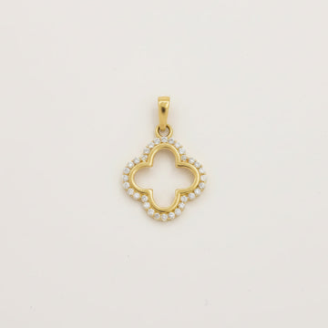 Dije de Oro 14k Diseño de Trébol con Halo de Zirconias mod. 10082