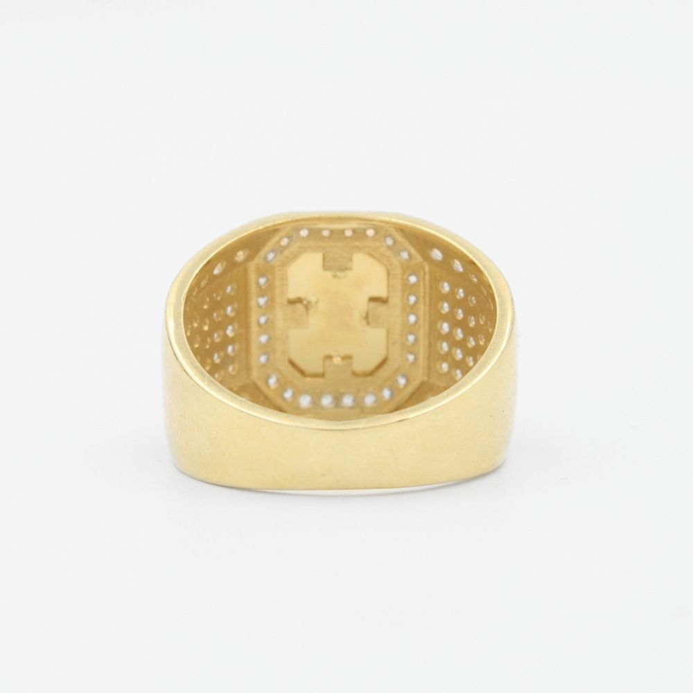 Anillo de Oro 14k Diseño Corona Incrustado con Zirconias Finas y Brillantes mod. 9470