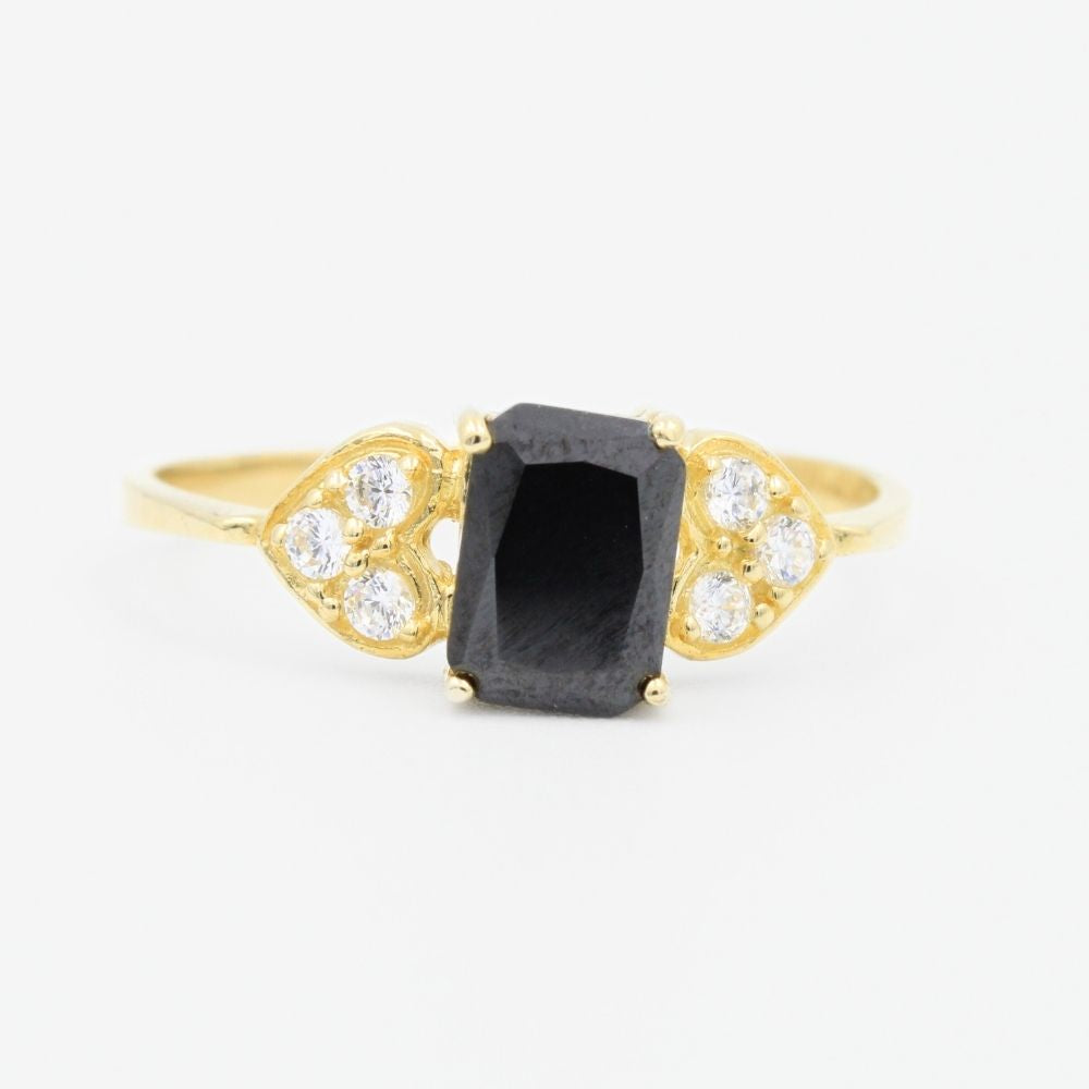 Anillo de Oro 14k con Incrustación de Zirconia en Color Obscuro mod. 9213