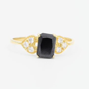 Anillo de Oro 14k con Incrustación de Zirconia en Color Obscuro mod. 9213