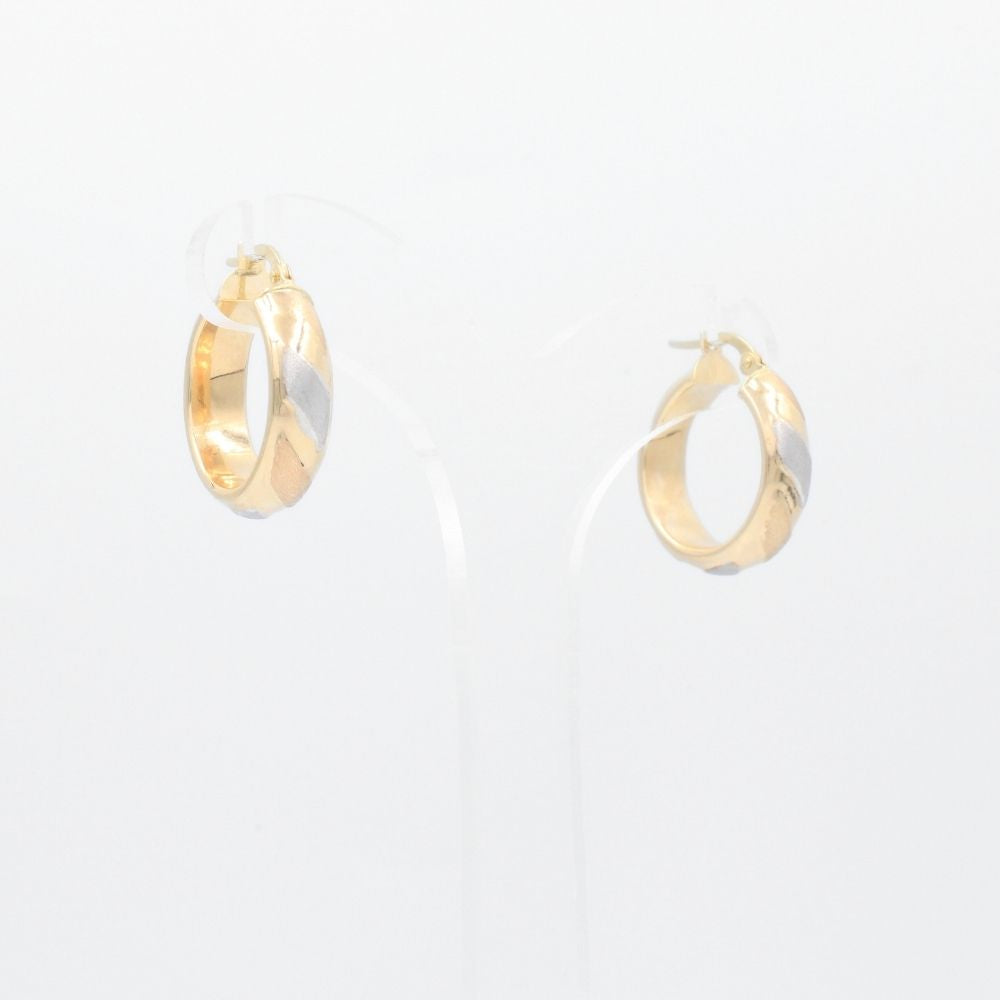 Arracada de Oro 14k Circular Inflada y Hueca con Diseño Especial mod. 8765