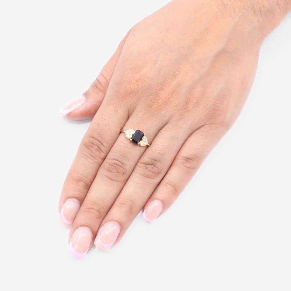 Anillo de Oro 14k con Incrustación de Zirconia en Color Obscuro mod. 9213