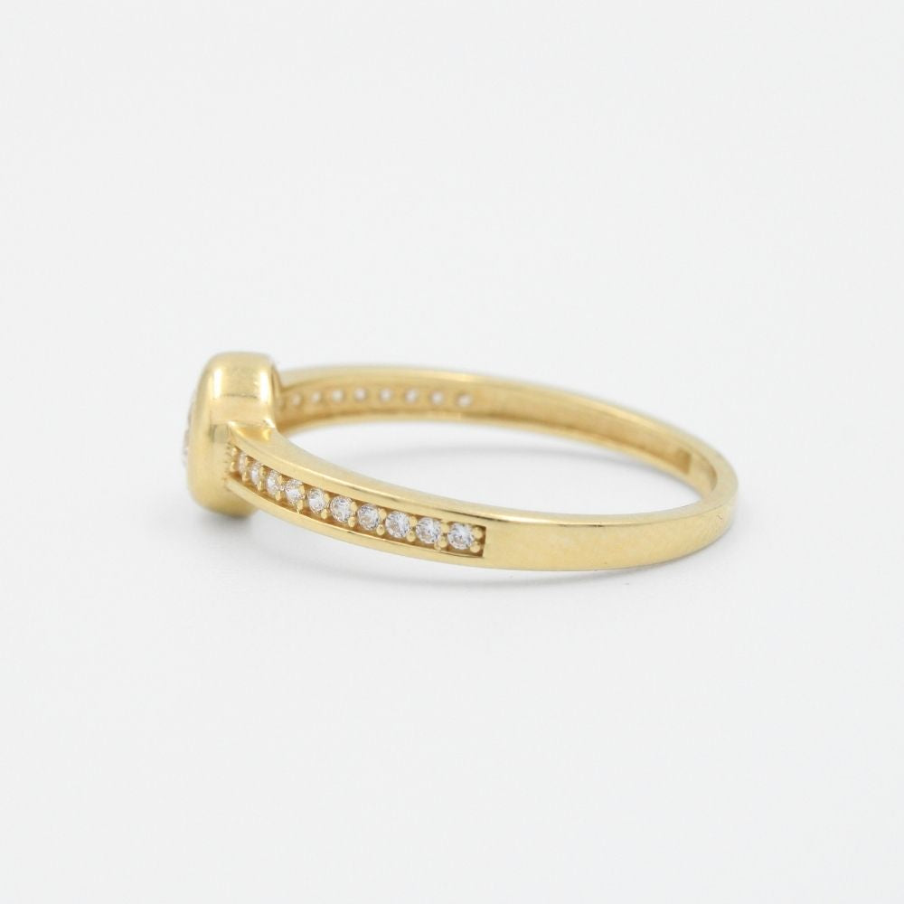 Anillo de Compromiso en Oro 14k con Zirconia en Bisel Fino mod. 8972