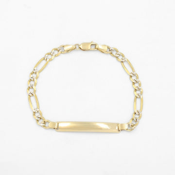 Esclava de Oro 14k Sólido de Tejido 3x1 con Diamantado Blanco de Diseño Martillado mod. 8712