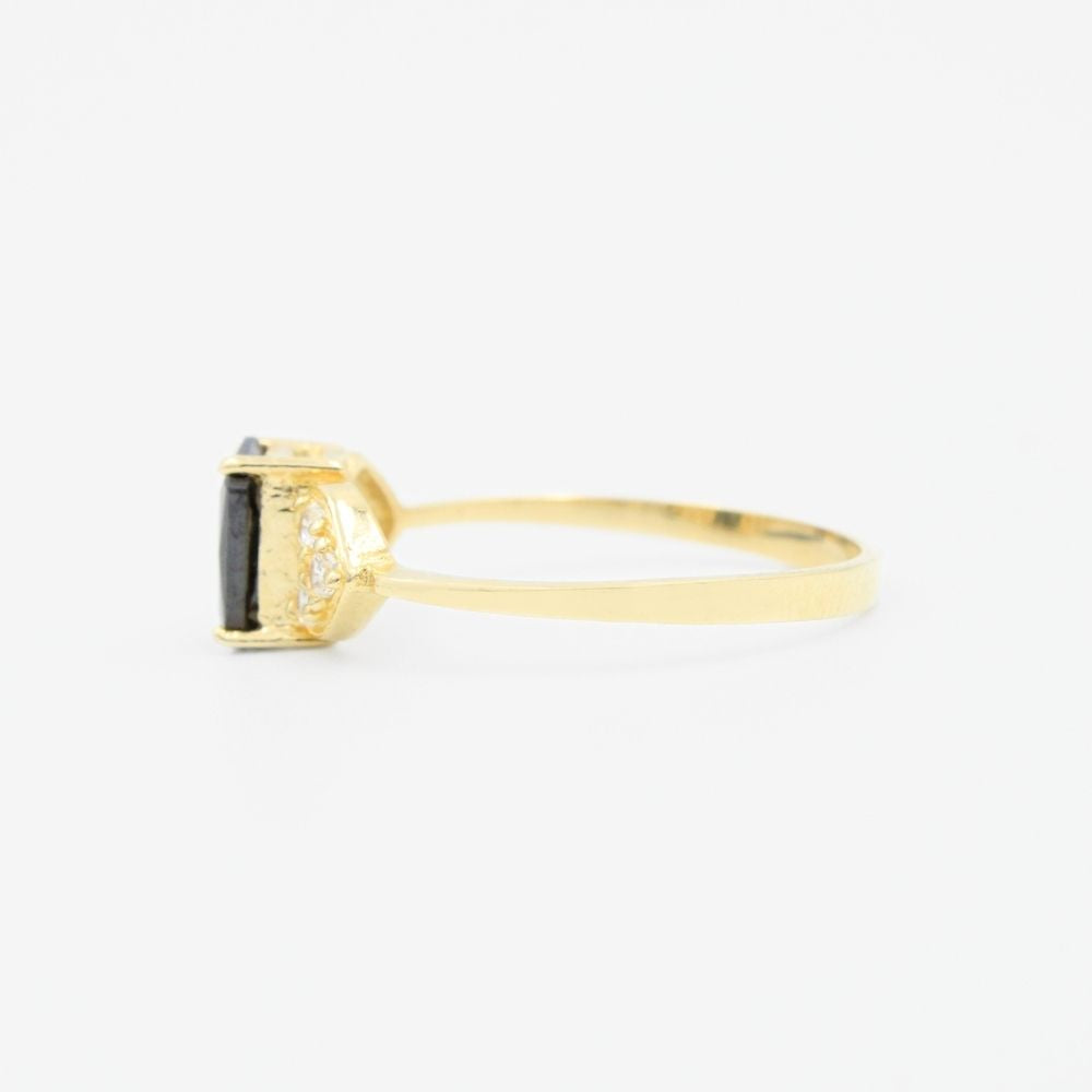 Anillo de Oro 14k con Incrustación de Zirconia en Color Obscuro mod. 9213