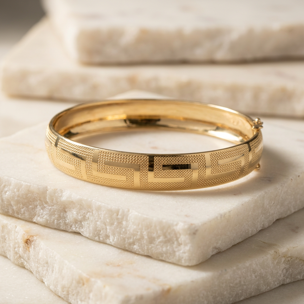 Aro de Oro 14k Diseño Elegante de Greca mod. 11228