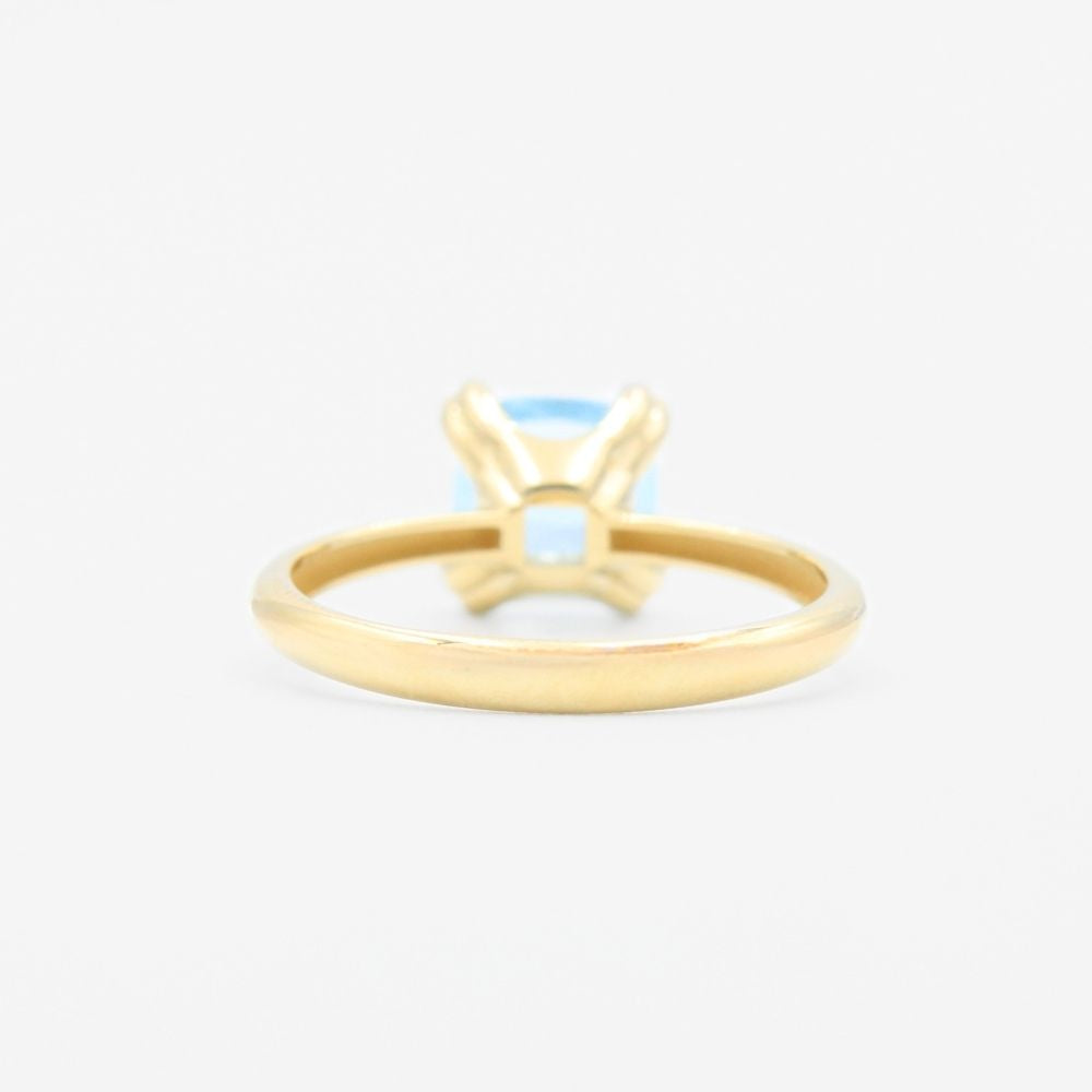 Anillo de Oro 14k de Diseño Cuadrado Liso en Color Azul mod. 9311