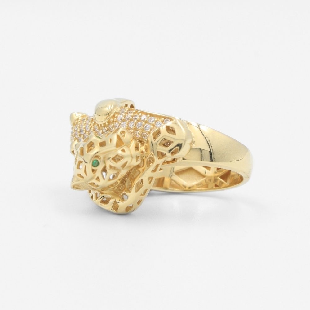 Anillo de Oro 14k Elegante con Panteras mod. 8266