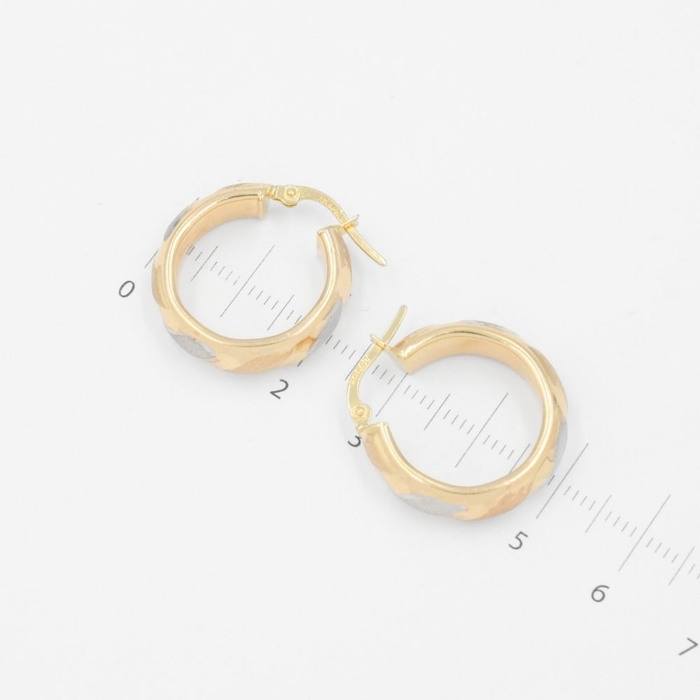 Arracada de Oro 14k Circular Inflada y Hueca con Diseño Especial mod. 8765