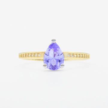 Anillo de Oro 14k de Diseño de Gota en Color Morado mod. 9312