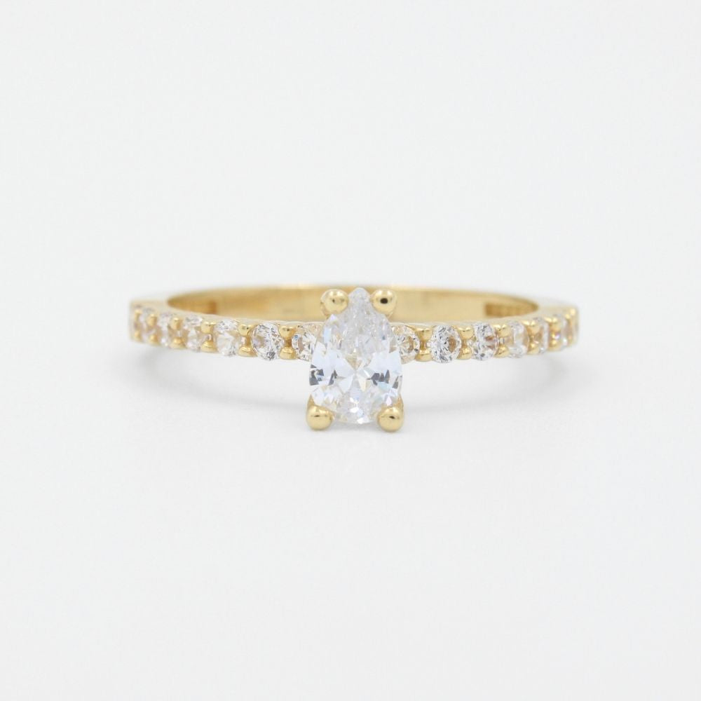 Anillo de Compromiso en Oro 14k con Zirconia de Gota mod. 8973