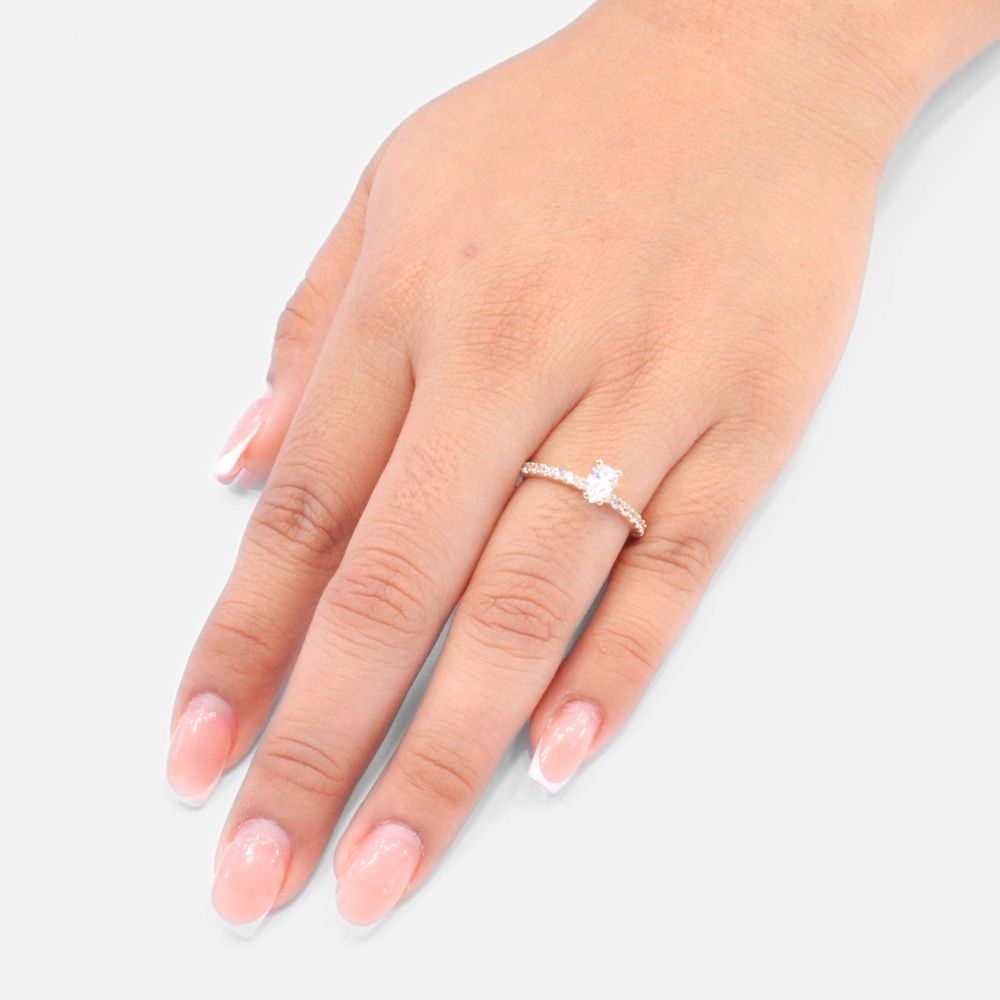 Anillo de Compromiso en Oro 14k con Zirconia de Gota mod. 8973