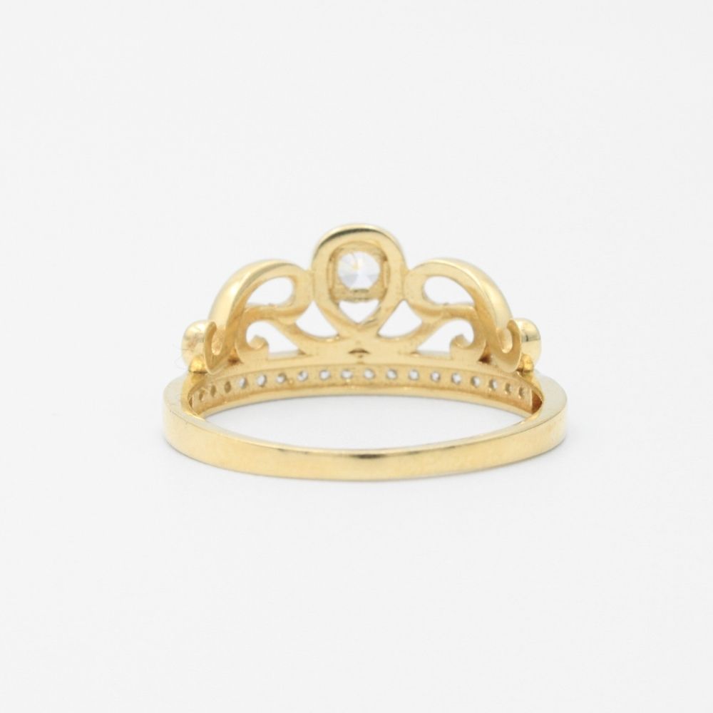 Anillo XV Años de Oro 14k Corona Especial con Línea de Zirconias y Zirconia Central Brillante mod. 9397