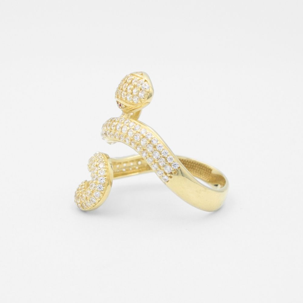 Anillo de Oro 14k Serpiente Blanca Incrustada con Zirconias mod. 8791