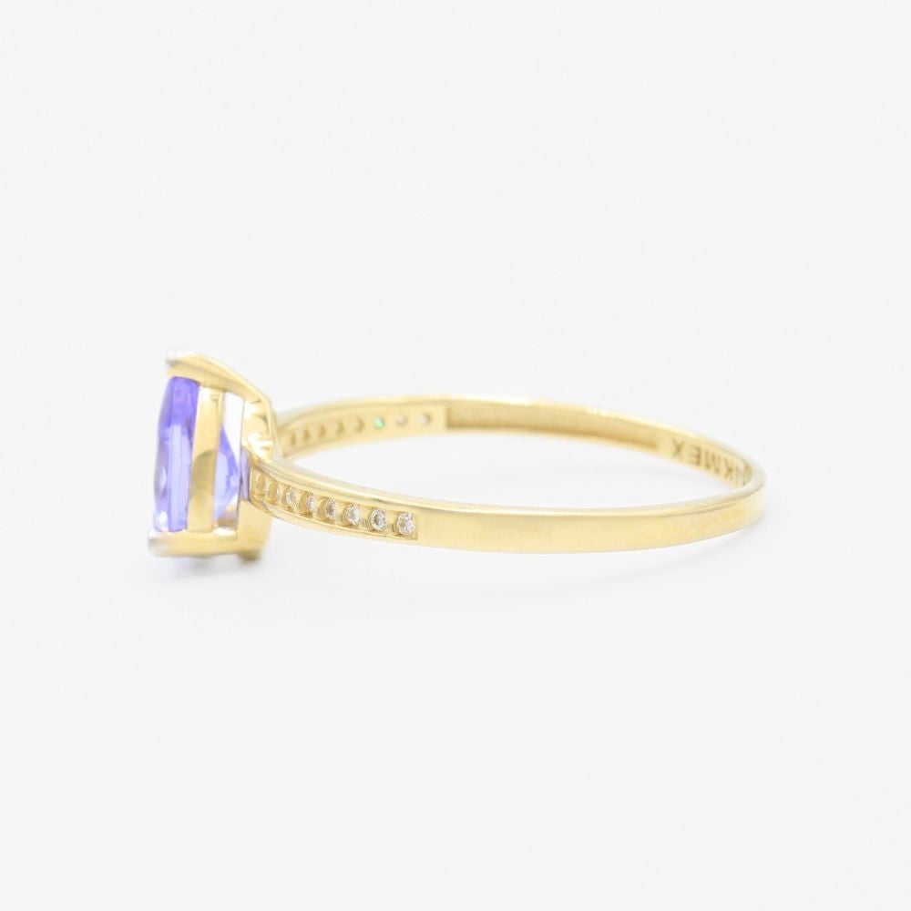 Anillo de Oro 14k de Diseño de Gota en Color Morado mod. 9312