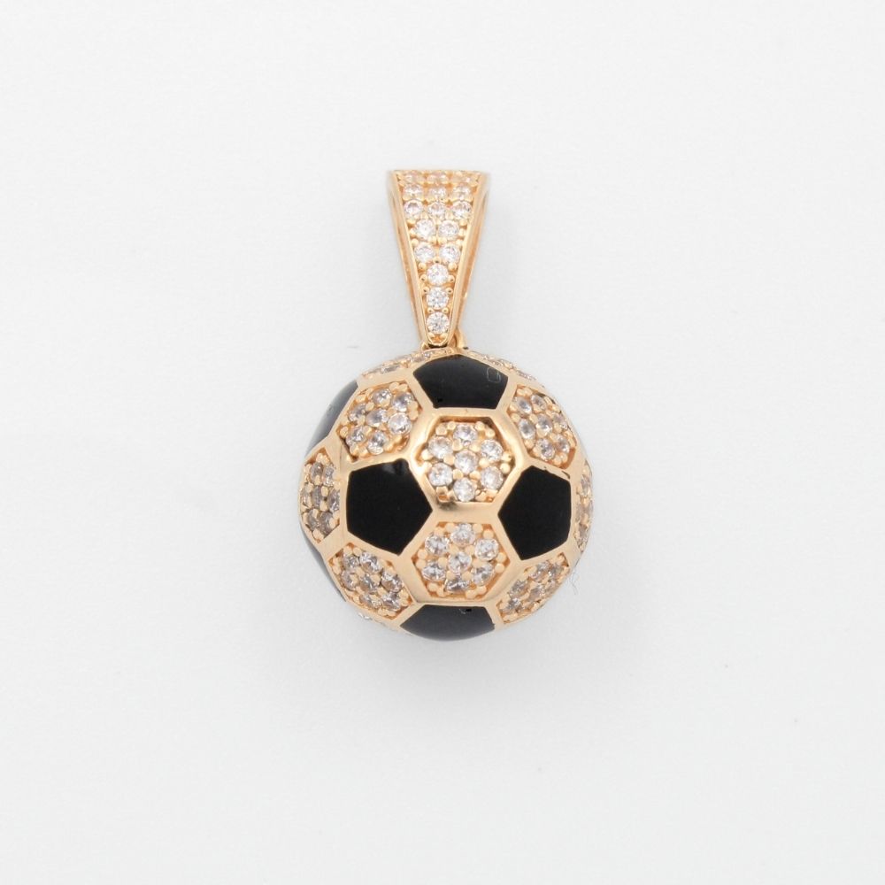 Dije de Oro 14k Hueco en Forma de Balón de Football Esmaltado en Color Negro mod. 9494