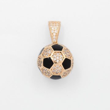 Dije de Oro 14k Hueco en Forma de Balón de Football Esmaltado en Color Negro mod. 9494