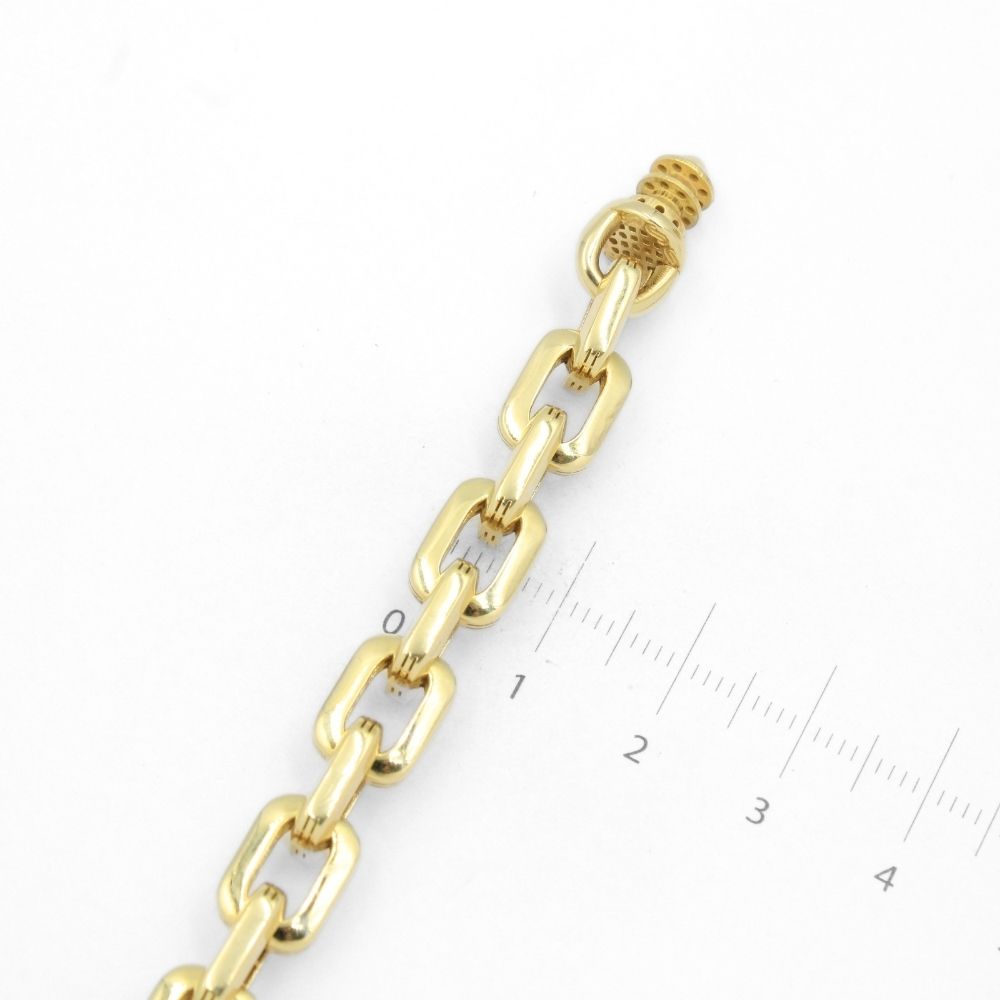 Pulsera Mónaco Chain 14k Modelo Cavo Plain Hueco con Broche Pavé mod. 8688