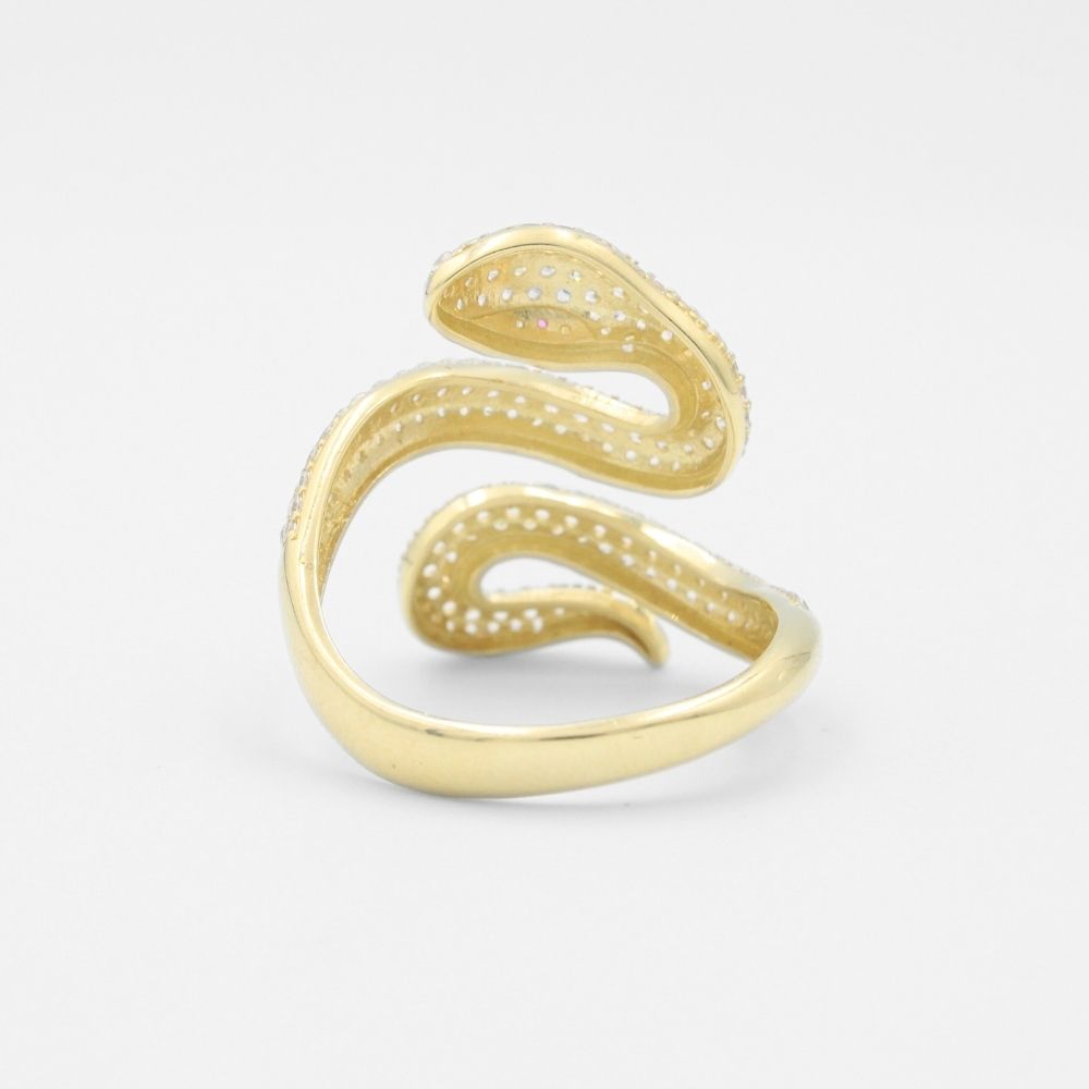 Anillo de Oro 14k Serpiente Blanca Incrustada con Zirconias mod. 8791