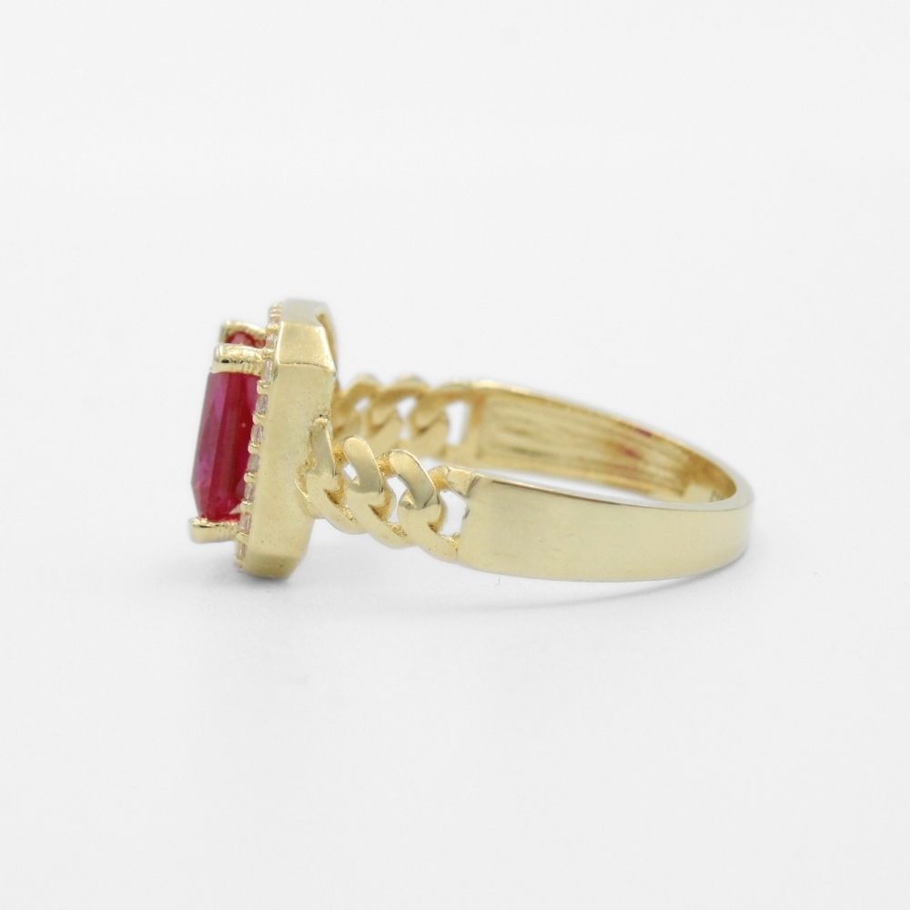 Anillo de Oro 14k Diseño con Zirconia de Corte Fino con Bisel de Zirconias Finas mod. 9728