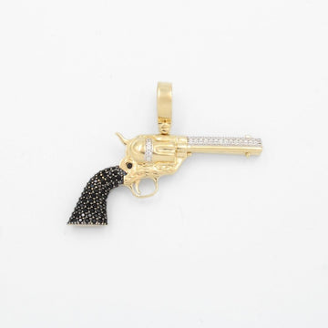 Dije de Oro 14k Diseño de Revolver Incrustado de Zirconias mod. 9473