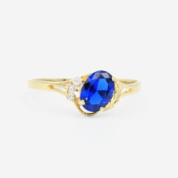 Anillo de Oro 14k de Zirconia Color Azul Zafiro mod. 9192