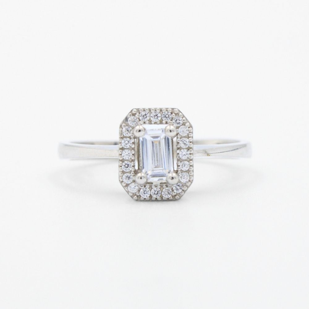 Anillo de Compromiso en Oro 14k Blanco con Zirconia Finas mod. 8951