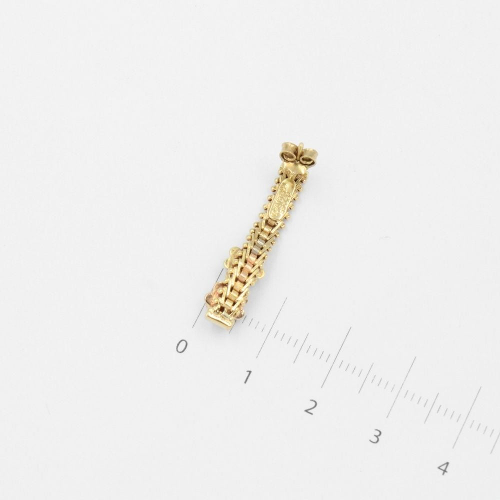 Arete de Oro 14k Diseño Combinado de Petatillo y Flores del Pensamiento con Zirconias mod. 1706