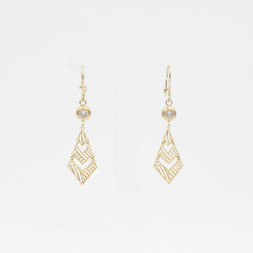 Arete Largo de Oro 14k Estilo Tradicional con Zirconia Fina mod. 9770