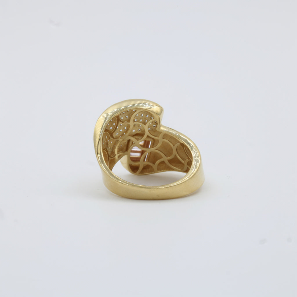 Anillo de Oro 14k Diseño Elegante Florentino con Zirconias Finas mod. 10004