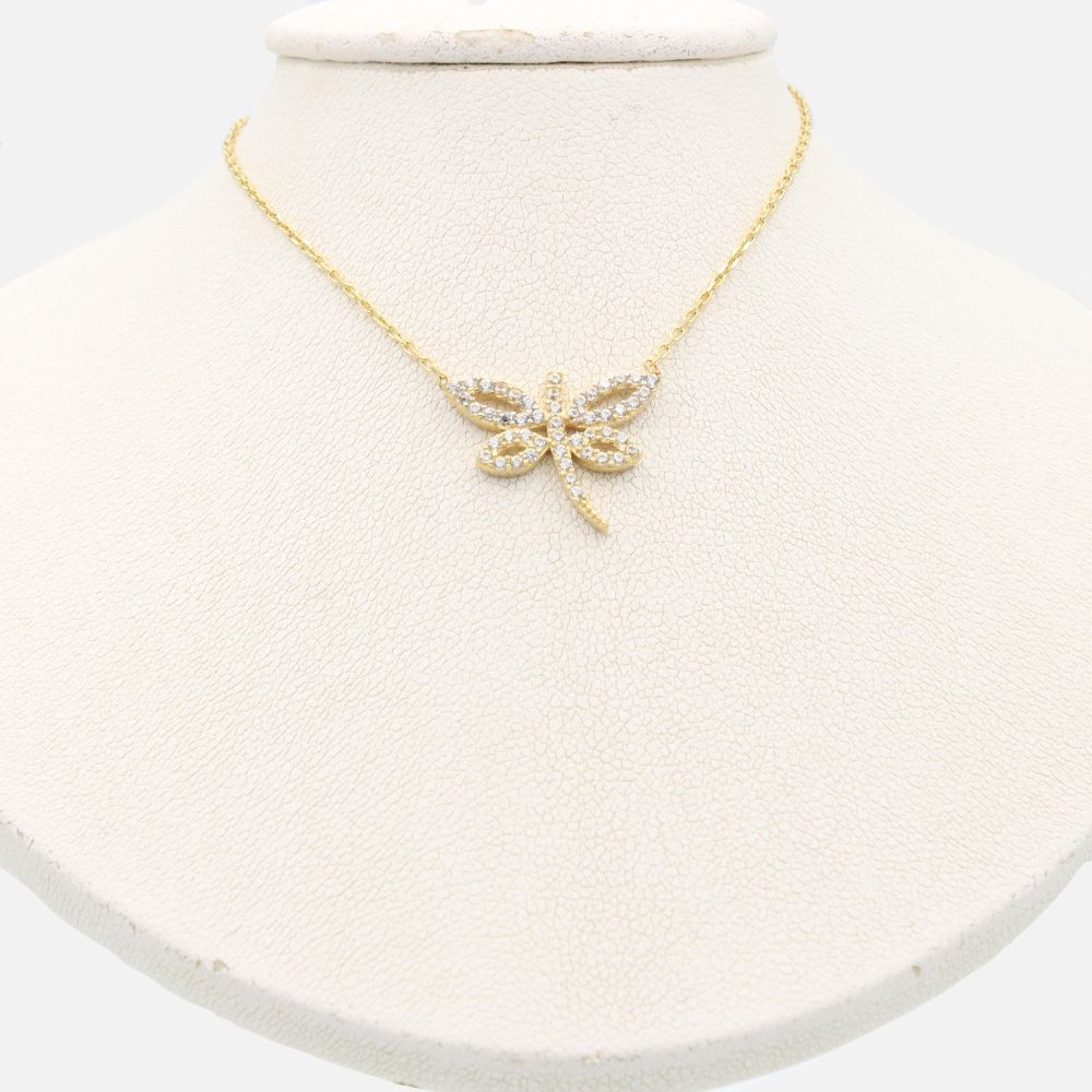 Gargantilla de Oro 14k Libélula con Incrustación de Zirconias mod. 8939