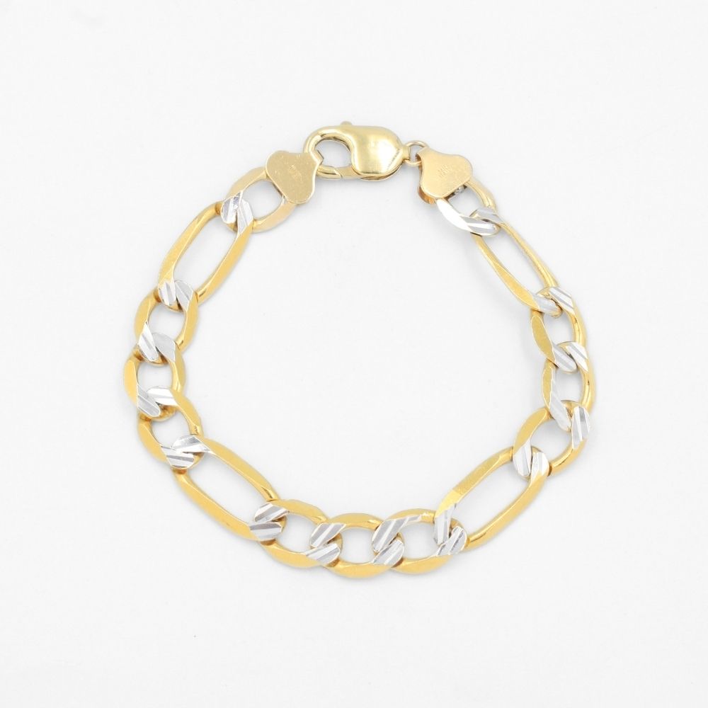 Pulsera de Eslabón Ancho en Tejido Sólido 3x1 Estilo Diamantado mod. 8692