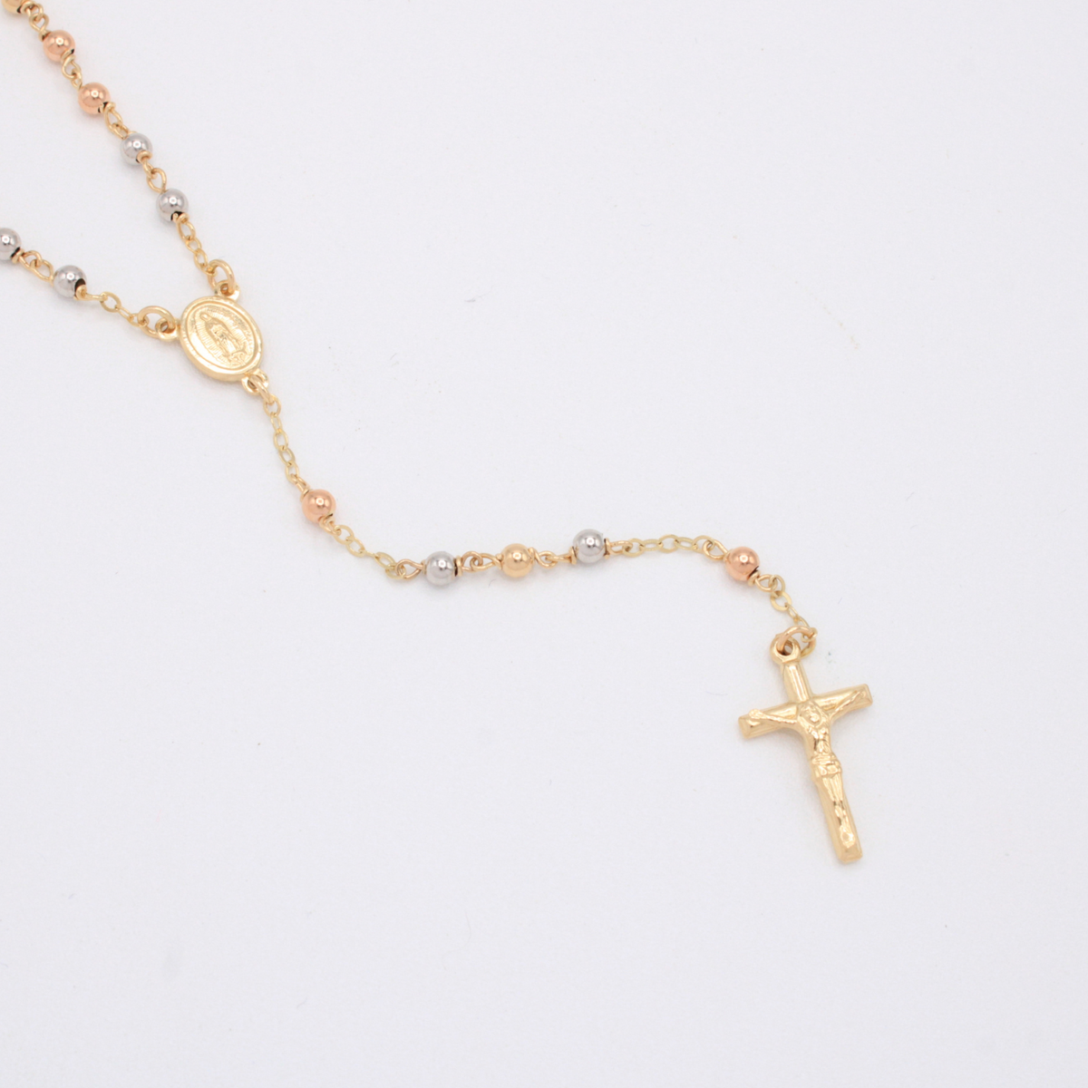 Rosario de Oro 14k de la Virgen de Guadalupe Oval Mini mod. 11187