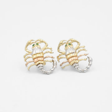 Arete Broche Patente de Oro 14k Diseño en Forma de Alacrán Brillante mod. 9104
