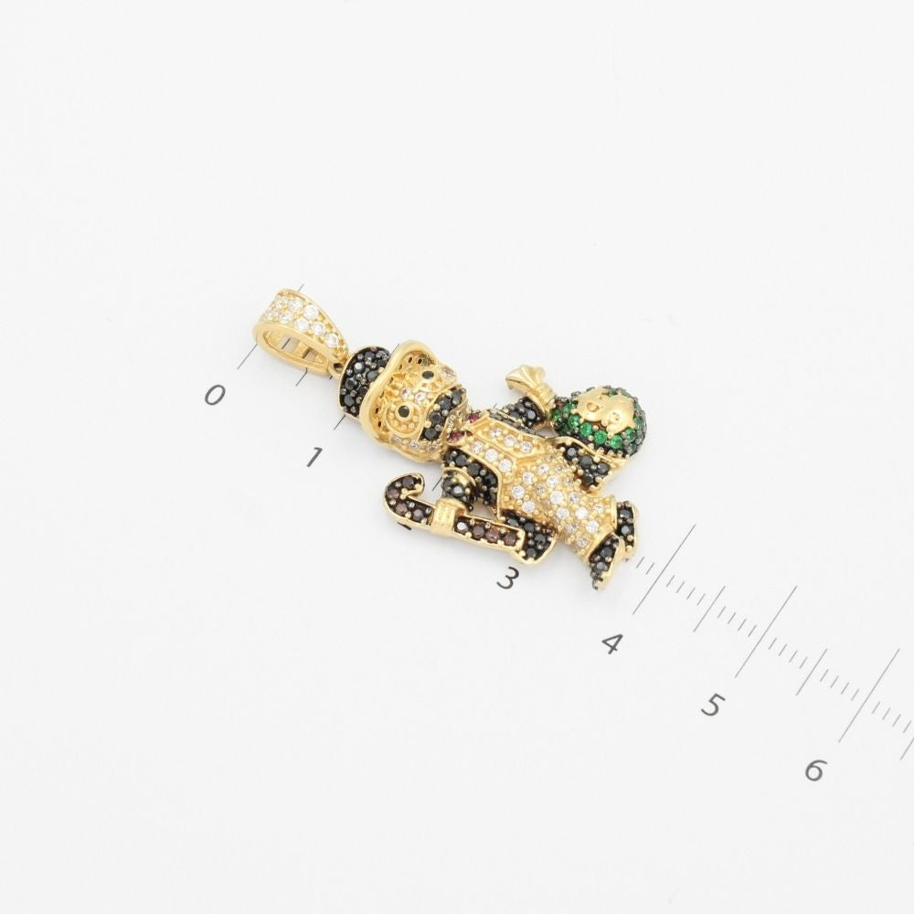 Dije de Oro 14k Tío Rico Bolsas de Centavo Incrustado con Zirconias mod. 9430