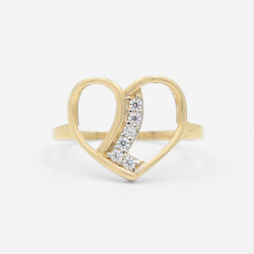 Anillo de Oro 14k Corazón Fino con Zirconias mod. 8354
